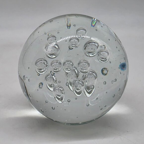 Large Murano Style Glass Bubbles Paperweight Orb Decor 4" Clear - Picture 6 of 9